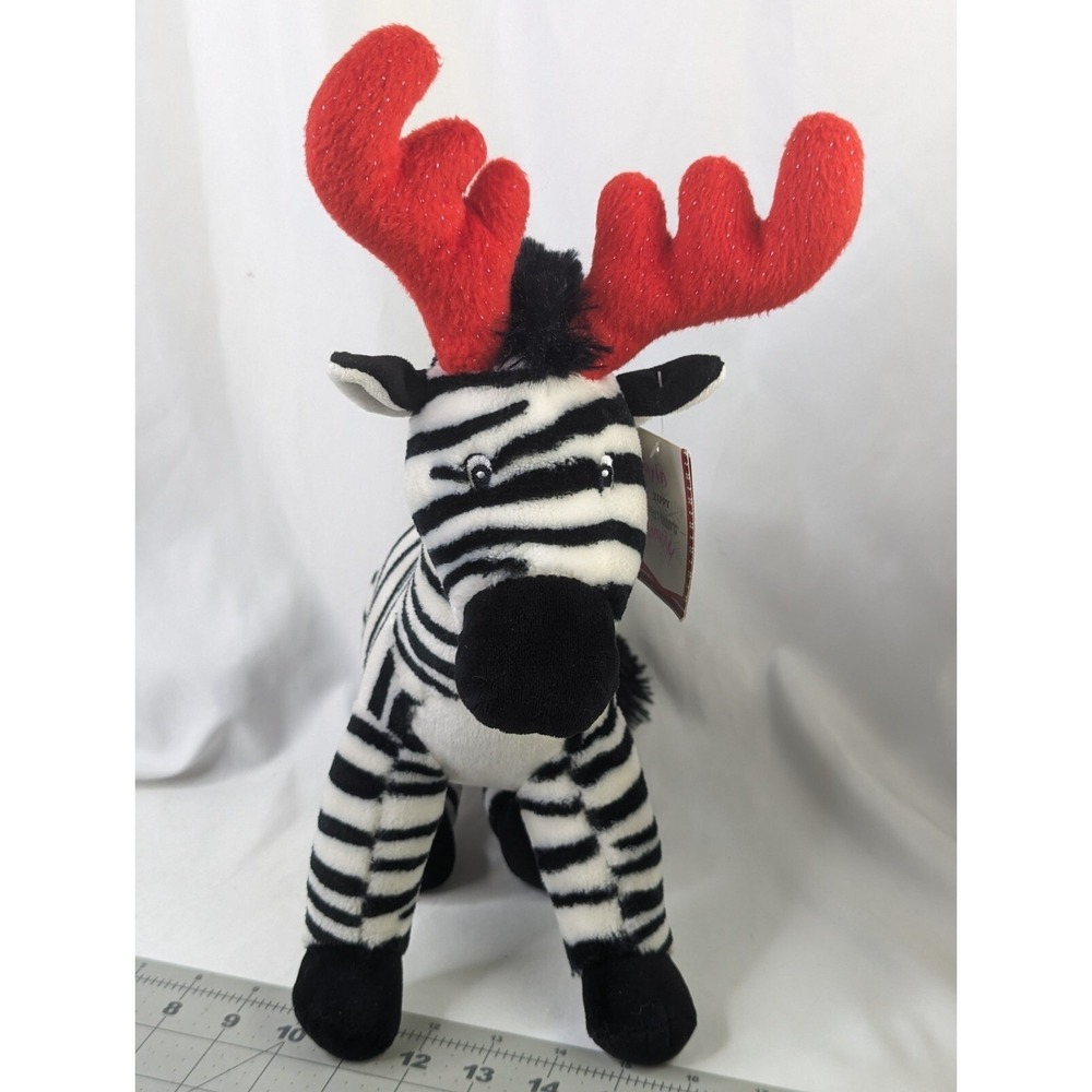 Pier 1 Imports‎ Zippy Zebra Plush Christmas Antlers 16 Inch  Stuffed Animal Toy
